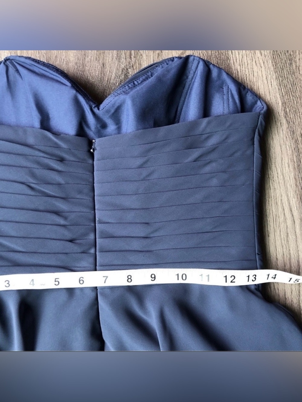 Mori Lee Strapless Slate Blue Cocktail Dress - Picture 7 of 10
